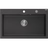 Mexen Elix granitový drez s 1 komorou 800 x 500 mm, čierny s bodkami, chrómový sifón - 6527801005-76