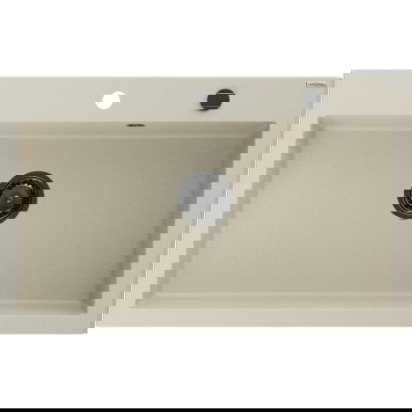Mexen Elix žulový kuchynský drez 1-komorový 800 x 500 mm, béžový, čierny sifón - 6527801005-69-B
