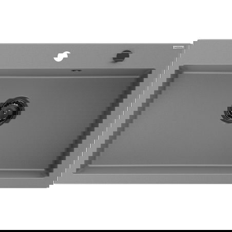Mexen Elix kuchynský drez z granitu s 1 komorou 800 x 500 mm, sivý, čierny sifón - 6527801005-71-B