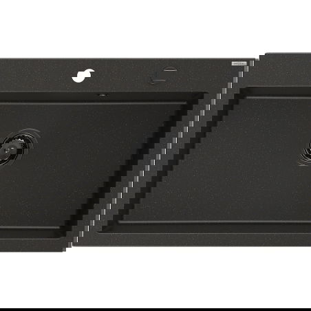 Mexen Elix kuchynský drez z granitu 1-komorový 800 x 500 mm, čierny/zlatý metalik, čierny sifón - 6527801005-75-B