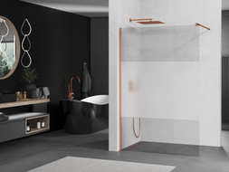 Mexen Kioto sprchová priečka Walk-in 130 x 200 cm, transparentná/matná 8 mm, ružové zlato - 800-130-101-60-35