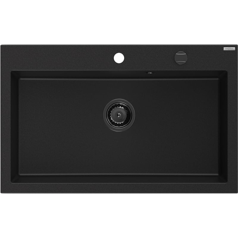 Mexen Elix žulový drez s 1-komorou 800 x 500 mm, čierny, zlatý sifón - 6527801005-77-B