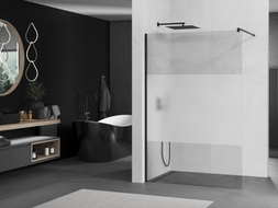 Mexen Kioto sprchová stena Walk-in 140 x 200 cm, priehľadná/matná 8 mm, čierna - 800-140-101-70-35