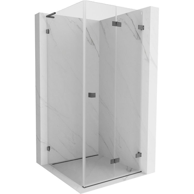 Mexen Lunar-F L skladací sprchový kút pravý 80 x 80 cm, transparentný, gun gray brúsený - 836L-080-080-66-00-P