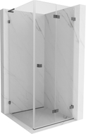 Mexen Lunar-F L skladací sprchový kút pravý 80 x 80 cm, transparentný, gun gray brúsený - 836L-080-080-66-00-P