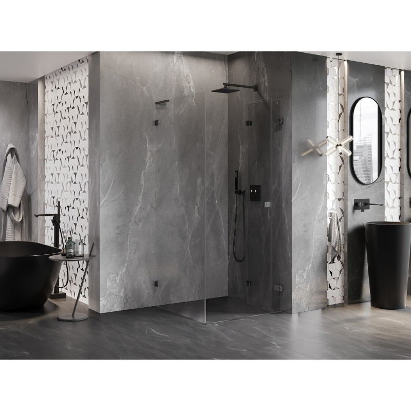 Mexen Lunar-F L skladací sprchový kút pravý 80 x 80 cm, transparentný, gun gray brúsený - 836L-080-080-66-00-P
