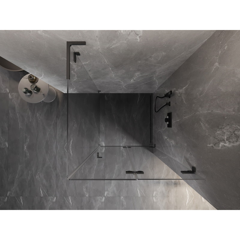Mexen Lunar-F L skladací sprchový kút pravý 80 x 80 cm, transparentný, gun gray brúsený - 836L-080-080-66-00-P