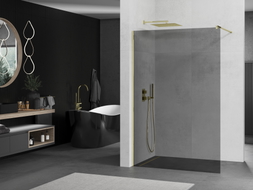 Mexen Kioto sprchová stena Walk-in 140 x 200 cm, grafit 8 mm, zlatá - 800-140-101-50-40