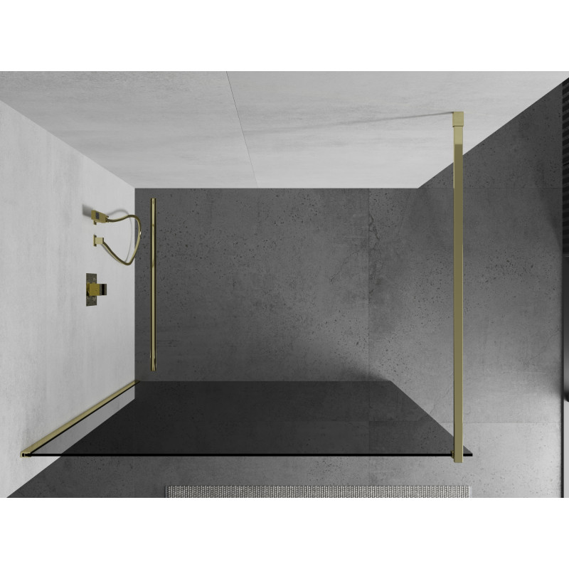 Mexen Kioto sprchová stena Walk-in 140 x 200 cm, grafit 8 mm, zlatá - 800-140-101-50-40