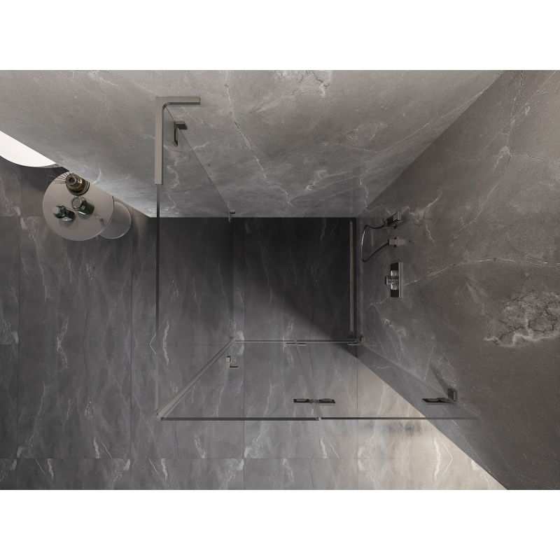 Mexen Lunar-F L sprchový kút skladací pravý 70 x 70 cm, priehľadný, brúsený nikel - 836L-070-070-97-00-P