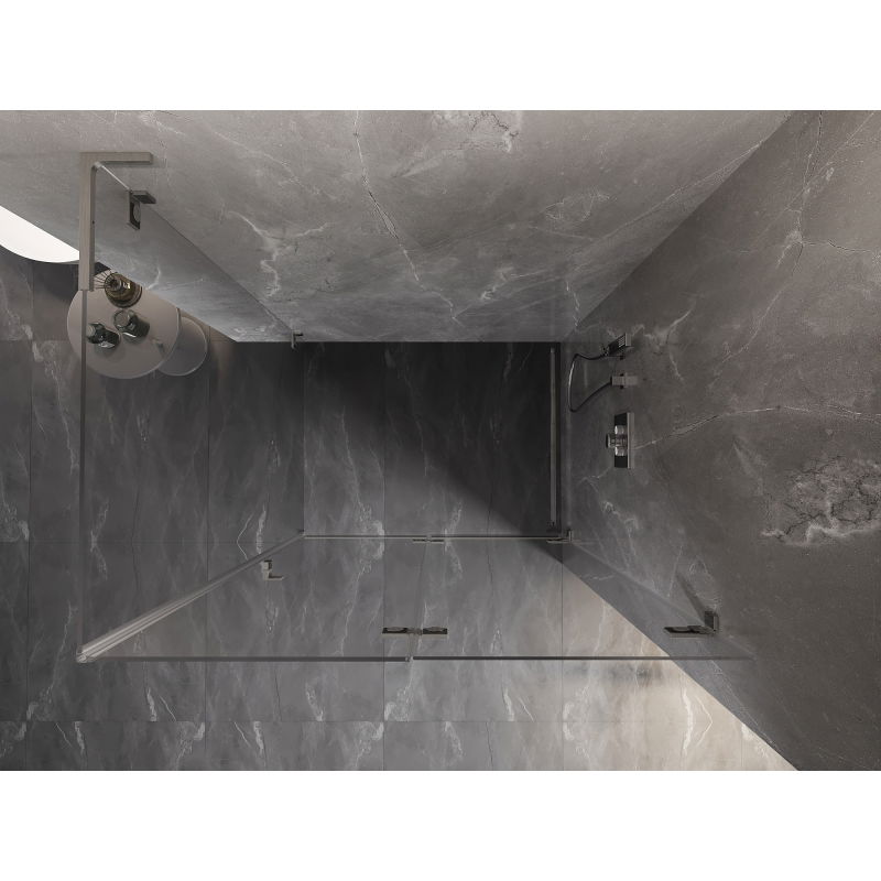 Mexen Lunar-F L sprchová kabína skladacia pravá 75 x 70 cm, transparentná, brúsený nikel - 836L-075-070-97-00-P