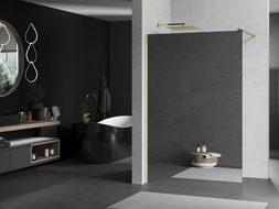 Mexen Kioto sprchová stena Walk-in 140 x 200 cm, zrkadlo 8 mm, zlatá - 800-140-101-50-50