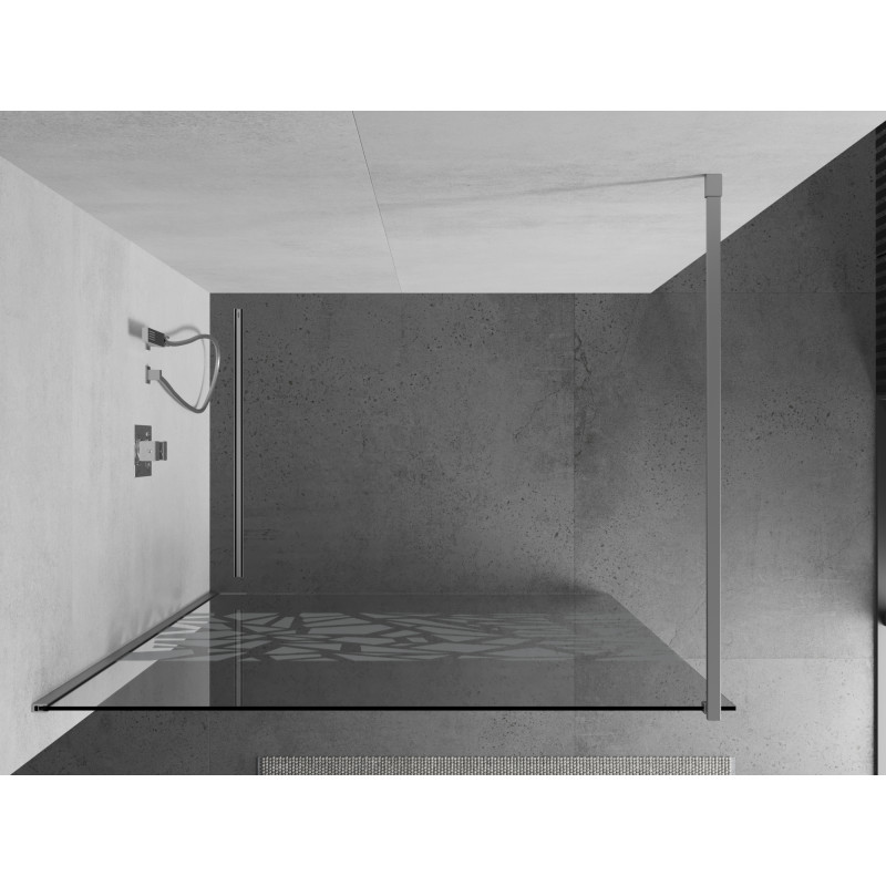 Mexen Kioto sprchový panel Walk-in 140 x 200 cm, biely vzor 8 mm, chróm - 800-140-101-01-85