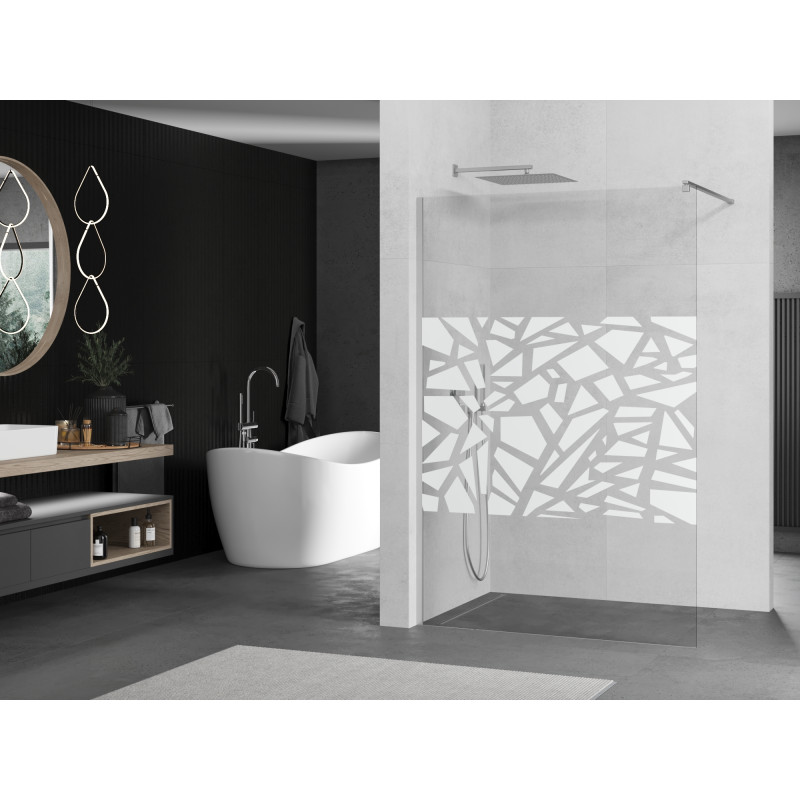 Mexen Kioto sprchový panel Walk-in 140 x 200 cm, biely vzor 8 mm, chróm - 800-140-101-01-85