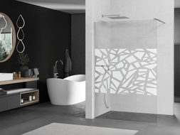 Mexen Kioto sprchový panel Walk-in 140 x 200 cm, biely vzor 8 mm, chróm - 800-140-101-01-85