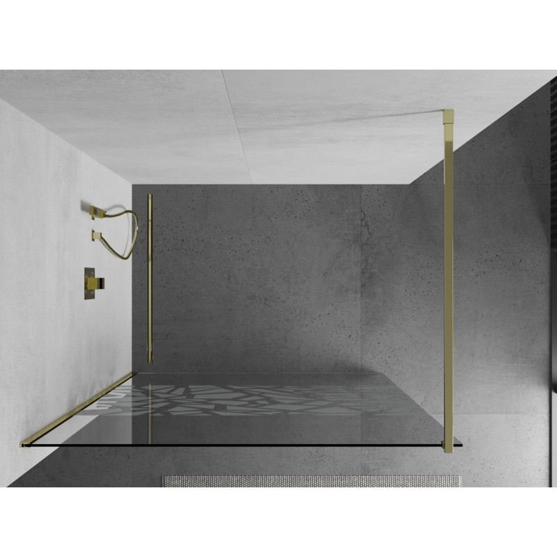 Mexen Kioto sprchová zástena Walk-in 80 x 200 cm, biely vzor 8 mm, zlatá - 800-080-101-50-85