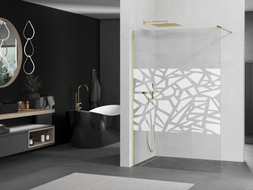Mexen Kioto sprchová zástena Walk-in 110 x 200 cm, biely vzor 8 mm, zlatá - 800-110-101-50-85