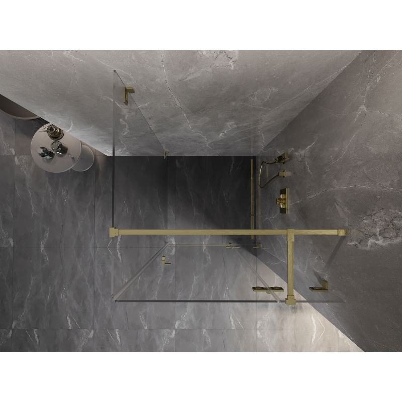 Mexen Lunar T sprchový kút výklopný pravý 110 x 110 cm, transparentný, zlatý brúsený - 834T-110-110-55-00-P