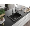 Mexen Elix granitový drez s jednou komorou 600 x 500 mm, čierno/zlatý metalik, sifón chróm - 6525601005-75