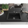 Mexen Elix granitový drez 1-komorový 600 x 500 mm, čierny, sifón chróm - 6525601005-77
