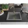 Mexen Elix granitový kuchynský drez 1-komorový 600 x 500 mm, sivý, sifón zlatý - 6525601005-71-G