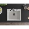 Mexen Elix granitový kuchynský drez s 1 komorou 600 x 500 mm, biely, čierny sifón - 6525601005-20-B