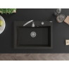 Mexen Elix granitový drez s 1 komorou 700 x 500 mm, čierny/zlatý metalický, sifón chróm - 6526701005-75