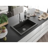 Mexen Elix granitový drez s 1 komorou 700 x 500 mm, čierny/zlatý metalický, sifón chróm - 6526701005-75
