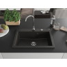 Mexen Elix granitový drez s 1 komorou 700 x 500 mm, čierny/zlatý metalický, sifón chróm - 6526701005-75