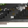 Mexen Elix žulový drez s jednou komorou 700 x 500 mm, čierny/strieborný metalický, sifón zlatý - 6526701005-73-G