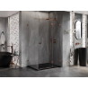 Mexen Lunar T sprchovací kút otočný pravý 115 x 80 cm, transparentný, ružové zlato - 834T-115-080-60-00-P