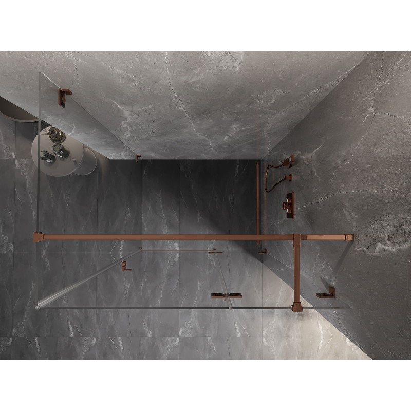 Mexen Lunar T sprchovací kút otočný pravý 115 x 80 cm, transparentný, ružové zlato - 834T-115-080-60-00-P