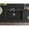 Mexen Elix granitový drez s jednou komorou 800 x 500 mm, čierny/zlatý metalík, chrómový sifón - 6527801005-75