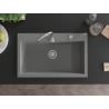 Mexen Elix granitový kuchynský drez s 1-komorou 800 x 500 mm, šedý, chrómový sifón - 6527801005-71