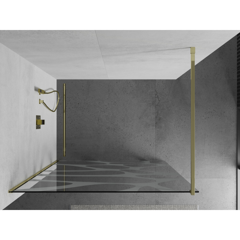 Mexen Kioto sprchová stena Walk-in 70 x 200 cm, transparentná/biela vlna 8 mm, zlatá - 800-070-101-50-97