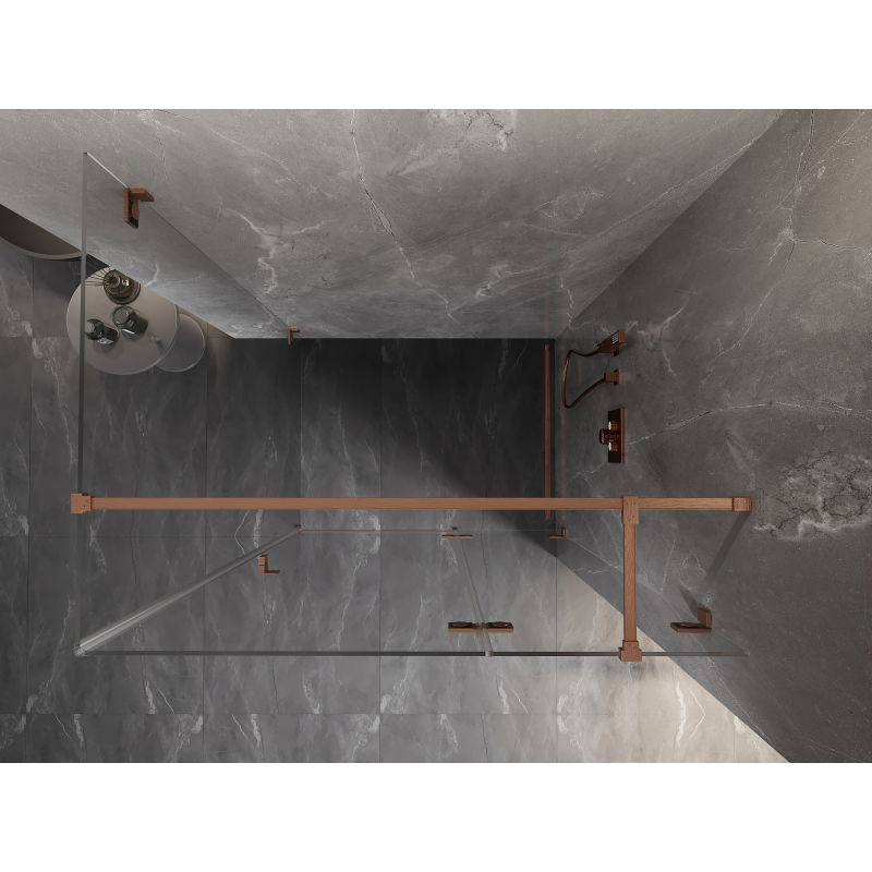 Mexen Lunar T sprchová kabína pravá 115 x 90 cm, priehľadná, brúsená meď - 834T-115-090-65-00-P