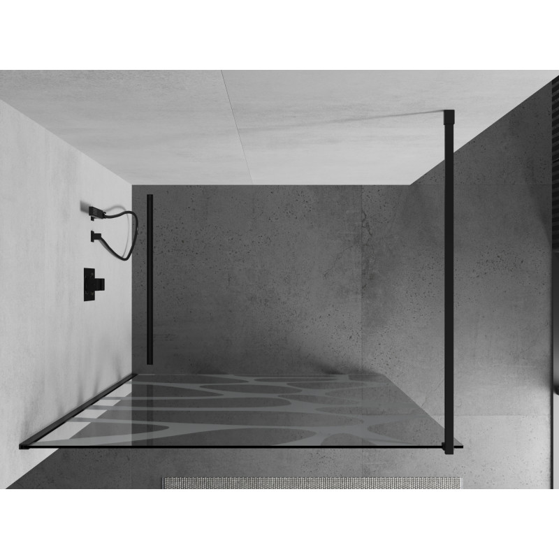 Mexen Kioto sprchová stena Walk-in 130 x 200 cm, biela vlna 8 mm, čierna - 800-130-101-70-97