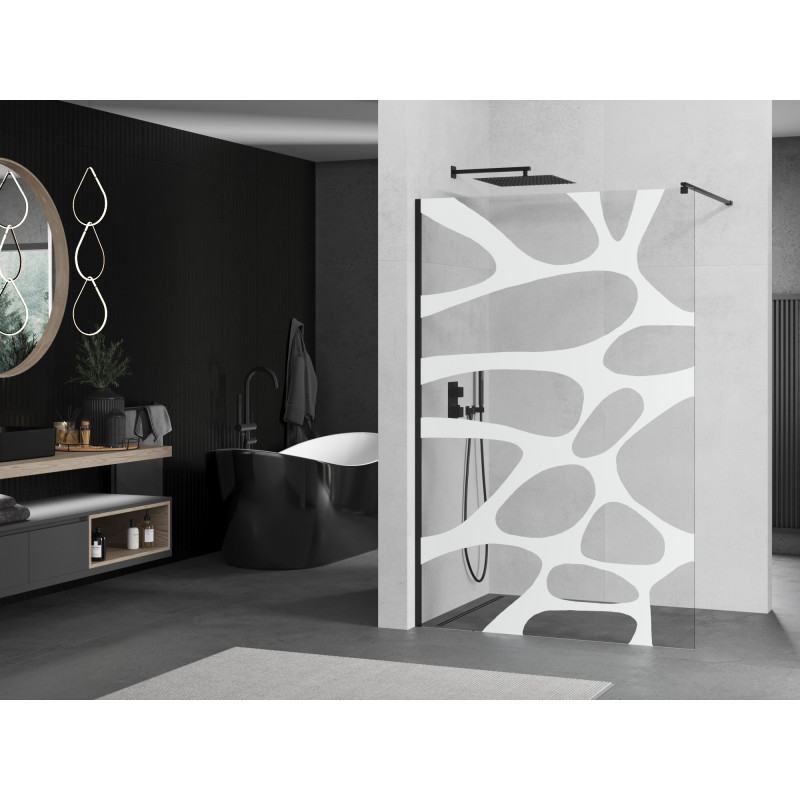 Mexen Kioto sprchová stena Walk-in 130 x 200 cm, biela vlna 8 mm, čierna - 800-130-101-70-97