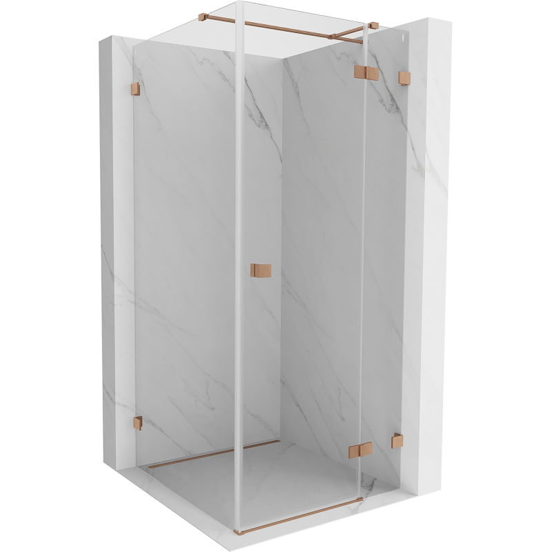 Mexen Lunar T sprchovací kút pravý 120 x 120 cm, transparentný, brúsená meď - 834T-120-120-65-00-P