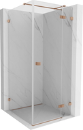 Mexen Lunar T sprchovací kút pravý 120 x 120 cm, transparentný, brúsená meď - 834T-120-120-65-00-P