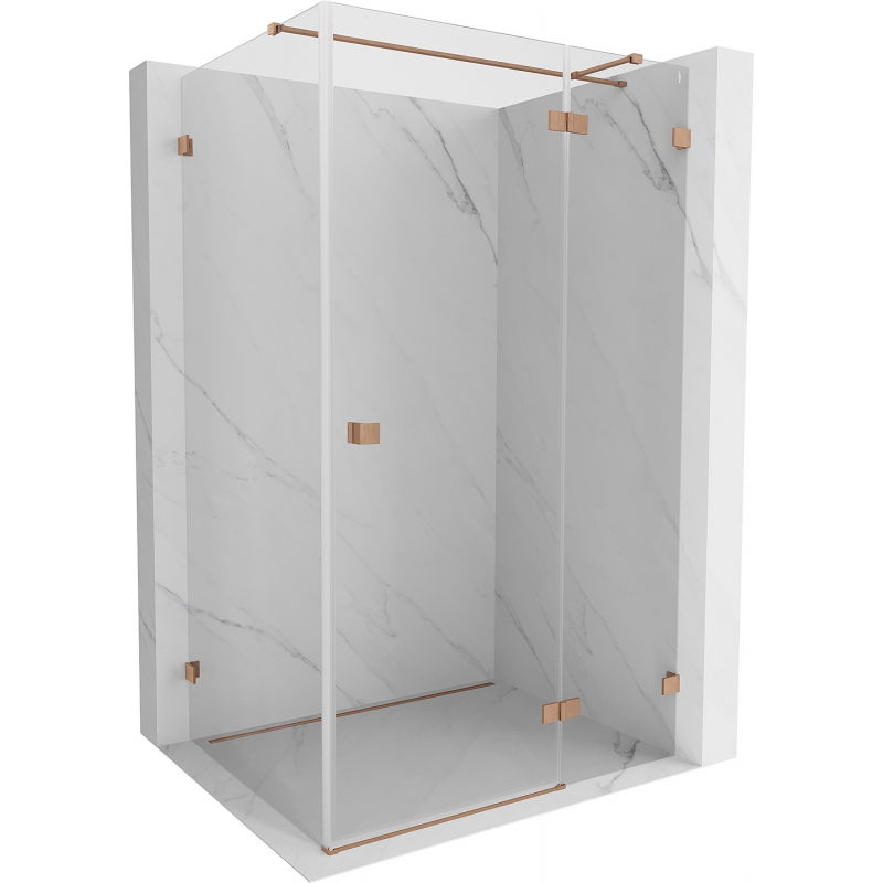 Mexen Lunar T sprchový kút s pravými otváracími dverami 140 x 120 cm, priehľadný, brúsená meď - 834T-140-120-65-00-P
