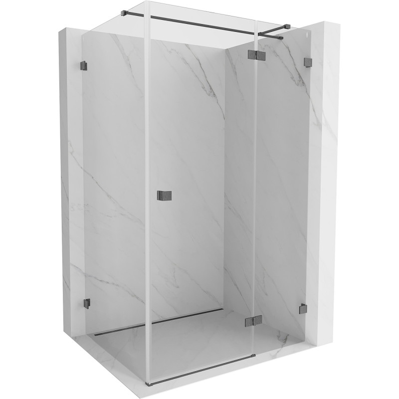 Mexen Lunar T sprchovací kút pravý 110 x 80 cm, transparentný, brúsená pištoľová šedá - 834T-110-080-66-00-P