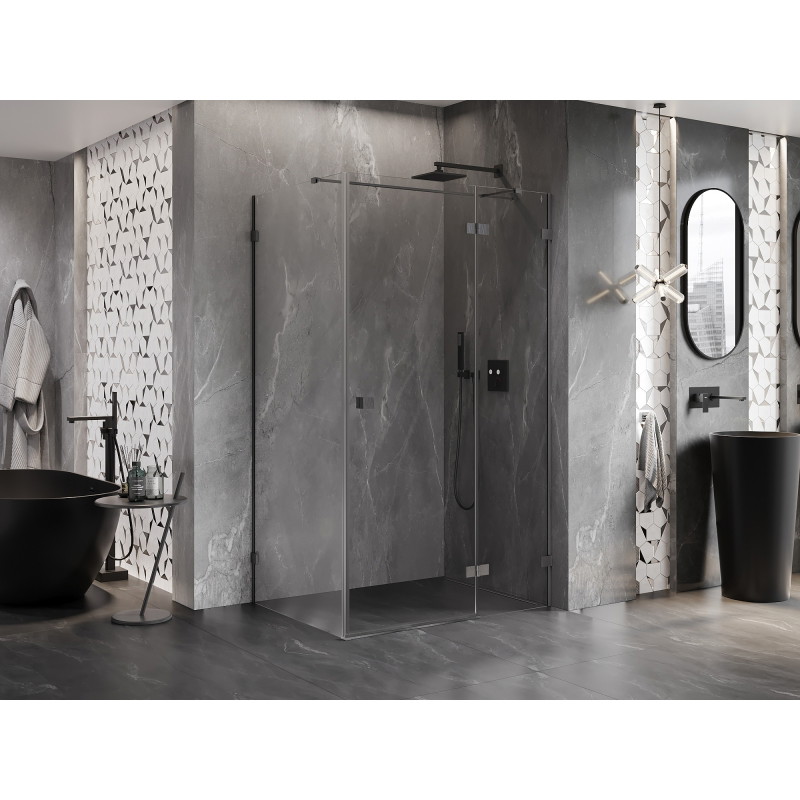 Mexen Lunar T sprchová kabína pravá otváracia 125 x 80 cm, priehľadná, gun gray brúsená - 834T-125-080-66-00-P
