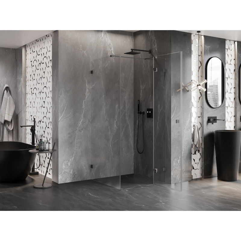 Mexen Lunar T sprchový kút otočný pravý 110 x 110 cm, transparentný, brúsený gun gray - 834T-110-110-66-00-P