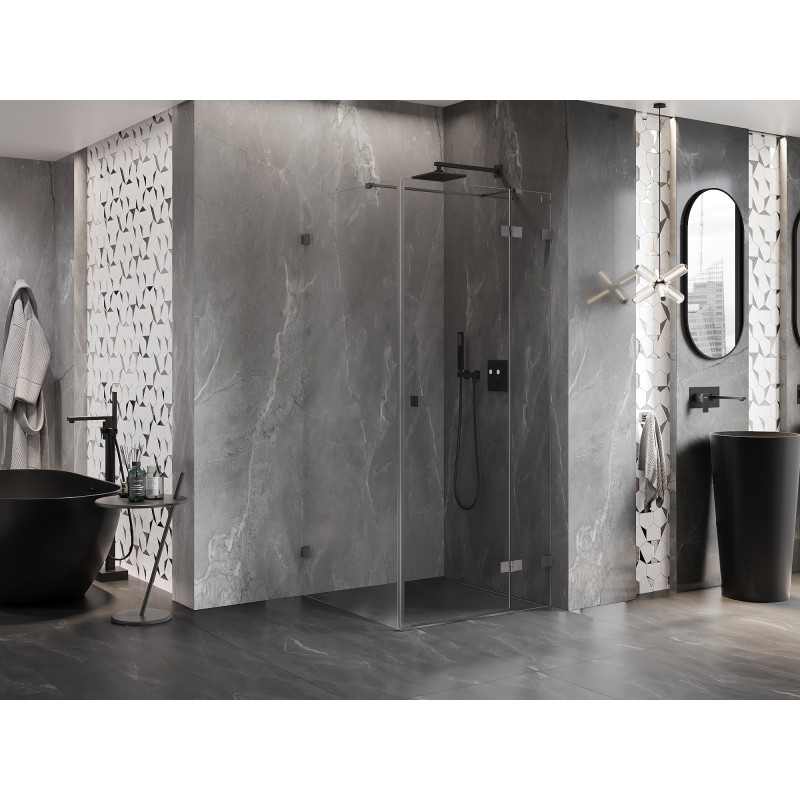 Mexen Lunar T sprchový kút otočný pravý 110 x 110 cm, transparentný, brúsený gun gray - 834T-110-110-66-00-P