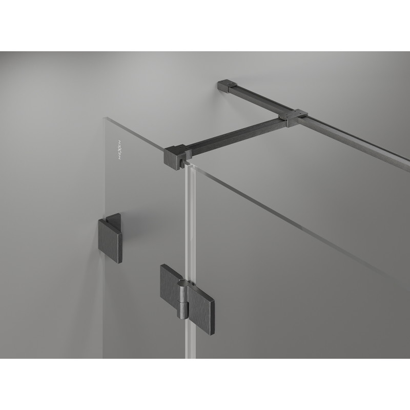 Mexen Lunar T sprchový kút otočný pravý 110 x 110 cm, transparentný, brúsený gun gray - 834T-110-110-66-00-P