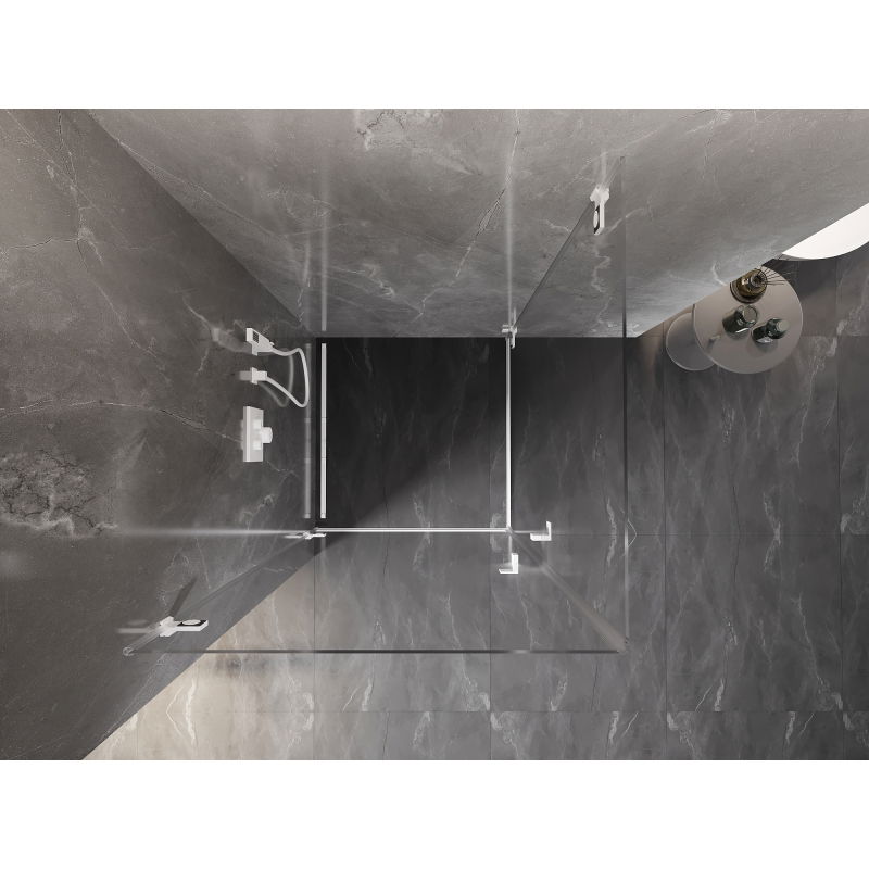 Mexen Lunar-B Duo sprchový kút otočný 70 x 70 cm, transparentný, biely - 832-070L-070P-20-00