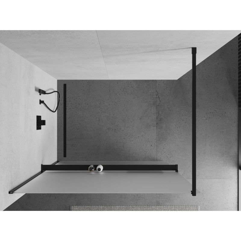 Mexen Kioto+ sprchová stena s poličkou Walk-in 90 x 200 cm, mrazenie, čierna - 800-090-121-70-30
