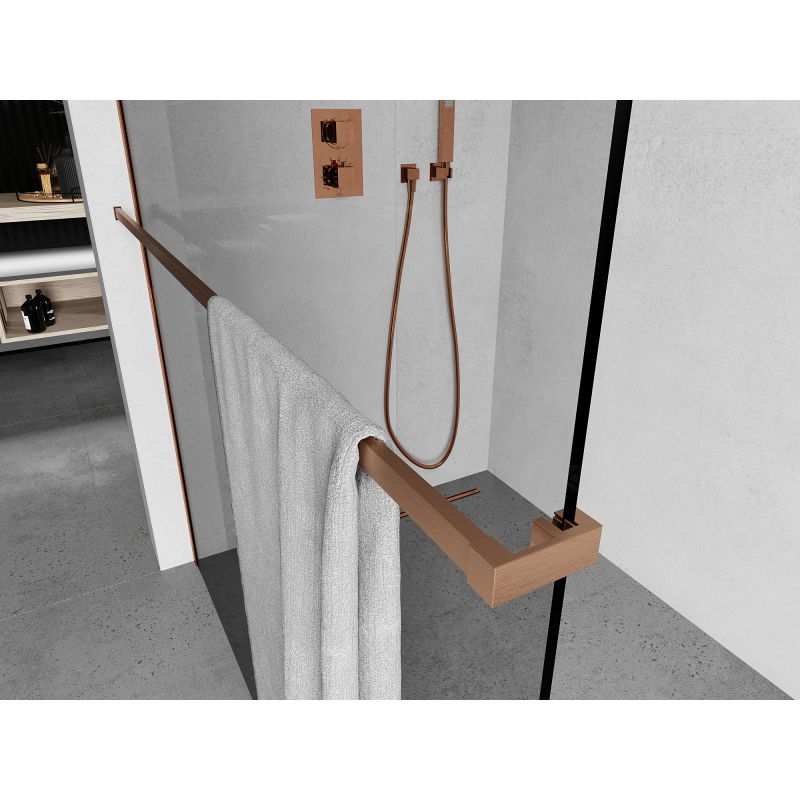 Mexen zábradlie na uteráky k sprchovej stene, brúsená meď - 800-06-65
