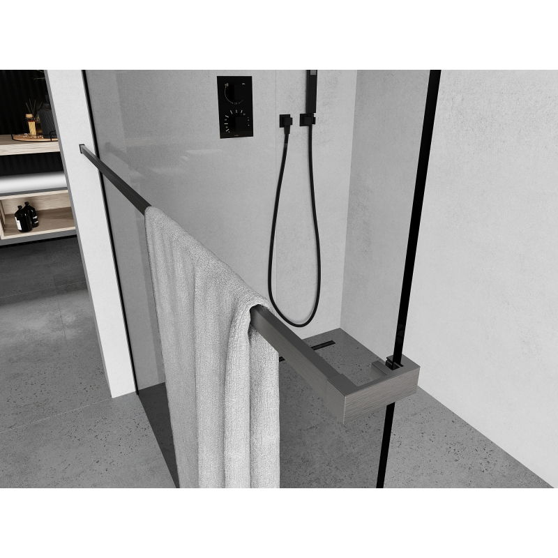 Mexen zábradlie na uteráky na sprchovú stenu, gun gray brúsená - 800-06-66